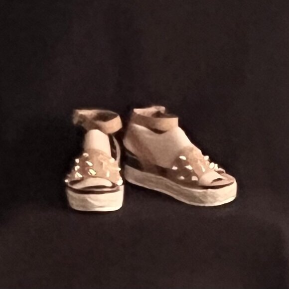 Forever Tan Gold-Tone ‘Studded’ Ankle Strap Sandals - Picture 7 of 9